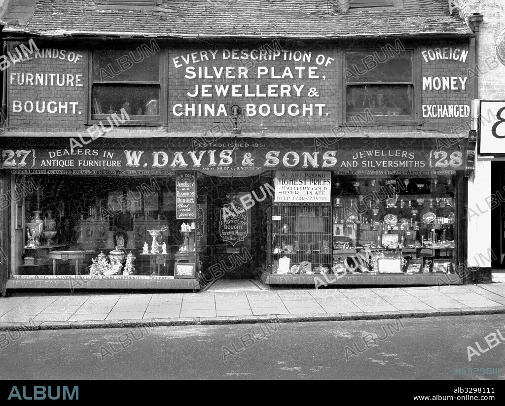 W. Davis and Sons, Jewellers and Antique Dealers. ( the Location Could Be Duke Street) Brighton  - c1946.