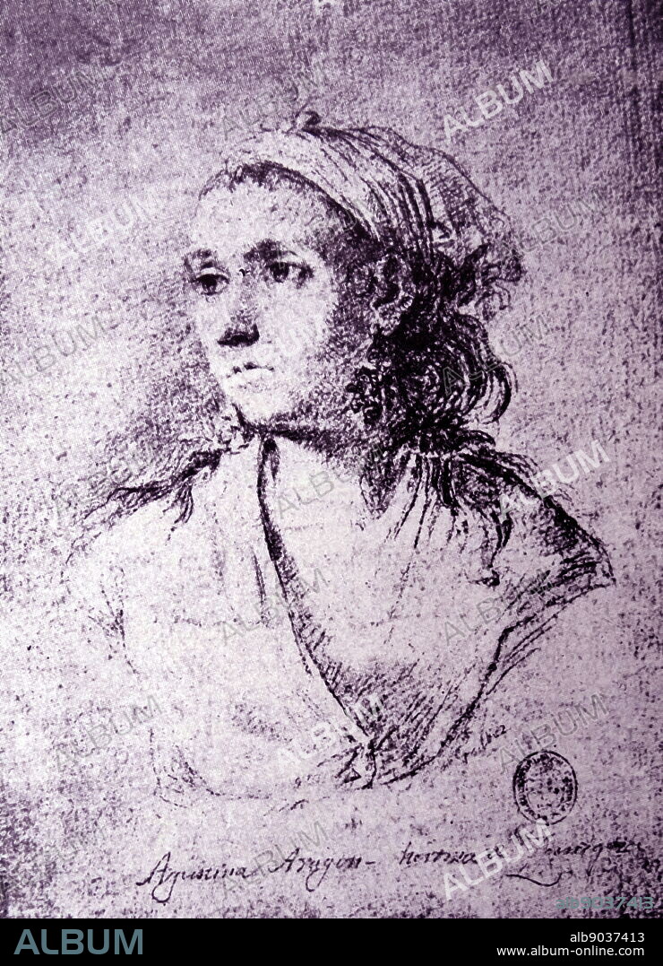 Portrait of Agustina de Aragón (1786-1857) a Spanish heroine who defended Spain during the Spanish War of Independence. Dated 19th Century.