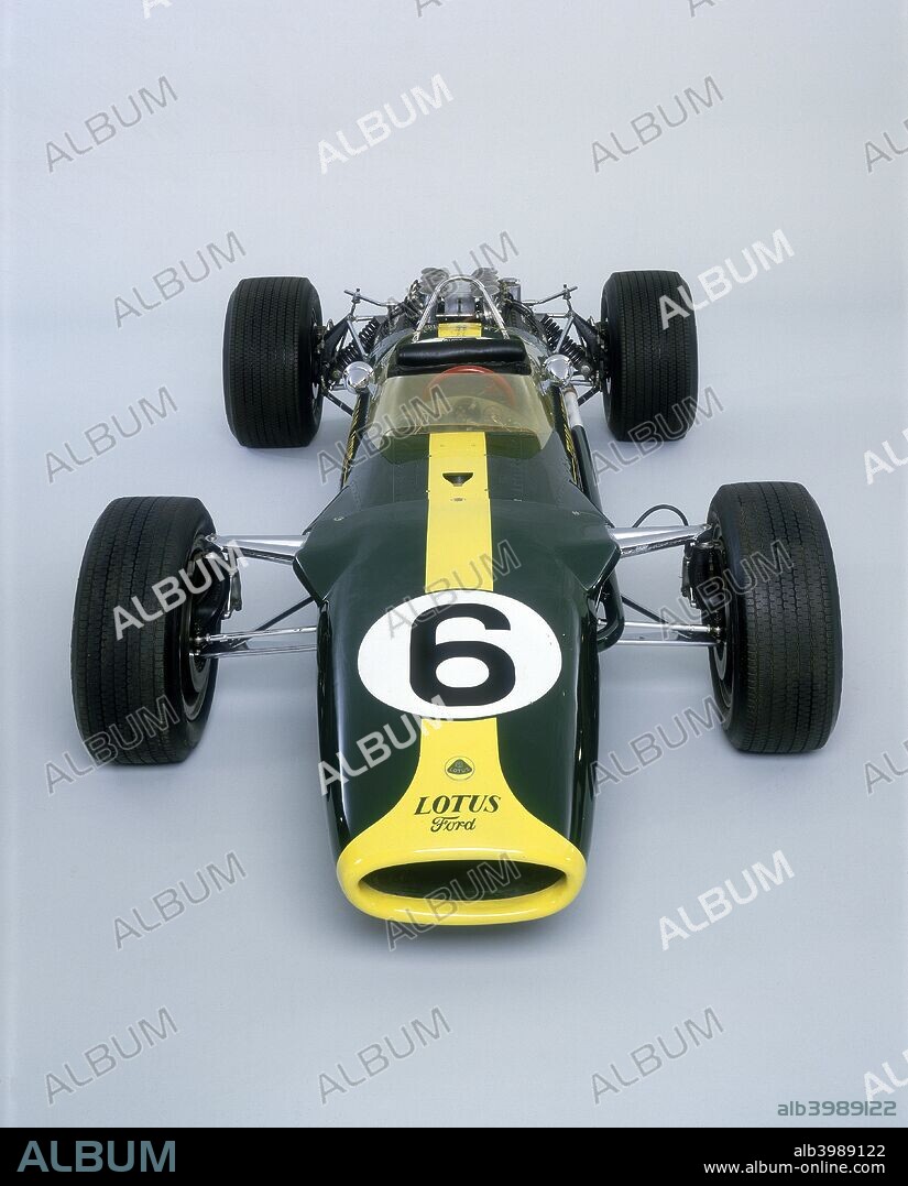 1967 Lotus 49 CR3. The Lotus 49 was introduced during the 1967 Grand Prix season. Its truncated monocoque chassis was the first to use the legendary Ford-Cosworth DFV (Double Four Valve) engine. Twelve cars were built, though chassis R3 has some unique modifications. The sole surviving 1967 team car, it was built overnight on the eve of the British Grand Prix for Graham Hill, and used by him for the rest of the season. Following the South African Grand Prix of 1968, the car was sold and raced there for many years.