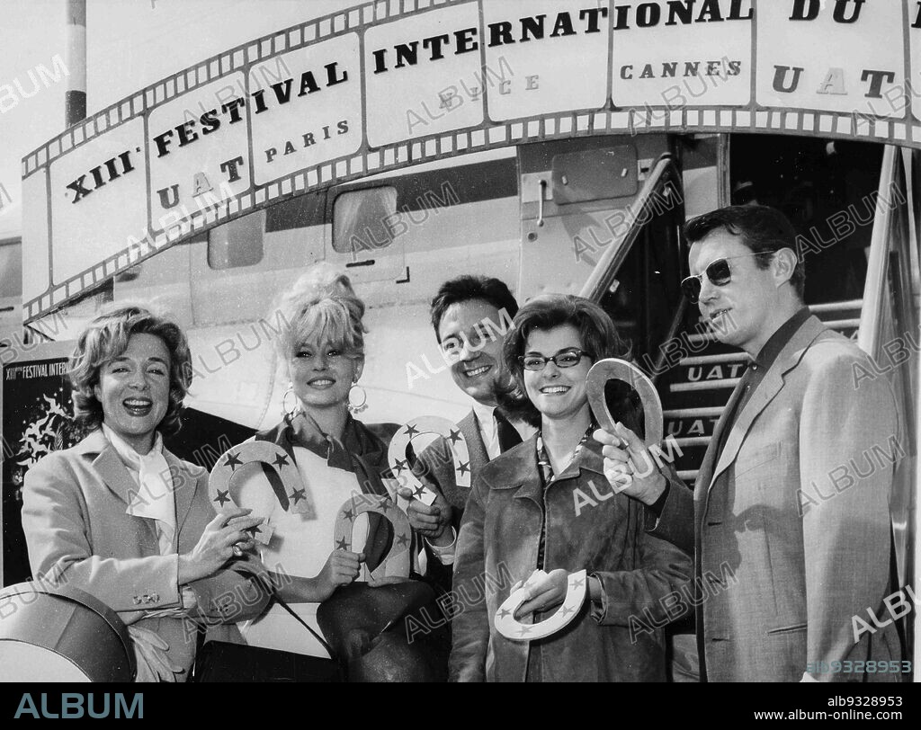Micheline Presle, Annette Stroyberg, Jean-Pierre Cassel, Perrette Pradier and Michel Auclair, 1960.