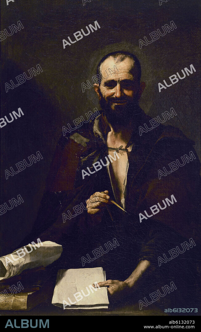 JOSÉ DE RIBERA. ARQUIMEDES O DEMOCRITO - 1630 - OLEO/LIENZO -  125x81 cm - NP 1121 - BARROCO ESPAÑOL.
