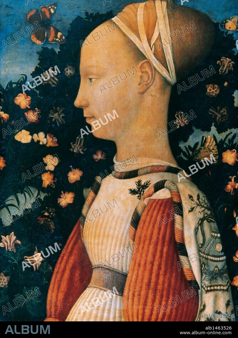 ARTE RENACIMIENTO. ITALIA. PISANELLO, Antonio Pisano, llamado Il (h.1395-h.1455). Pintor y medallista italiano. "RETRATO DE UNA PRINCESA DE LA CASA DE ESTE" (1438). Museo del Louvre. París. Francia.