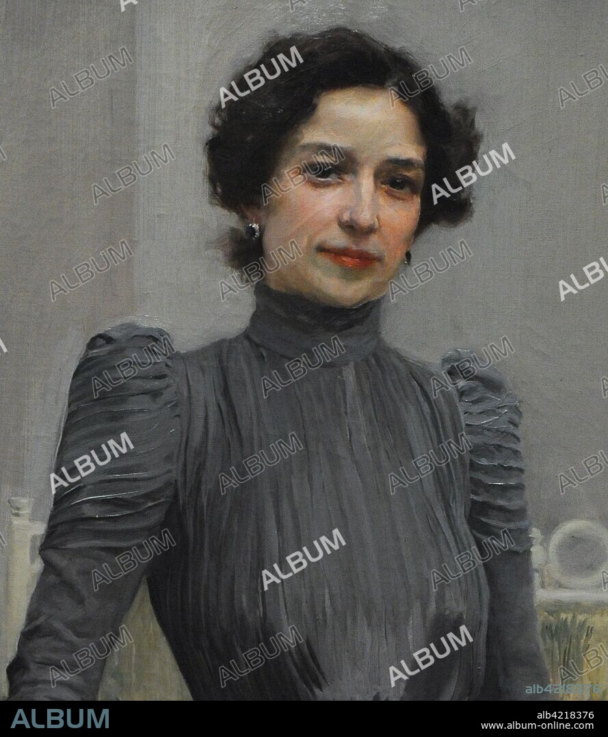 Joaquín Sorolla y Bastida (1863-1923). Pintor español. Retrato de Clotilde con traje gris, 1900. Detalle. Museo Sorolla. Madrid. España.