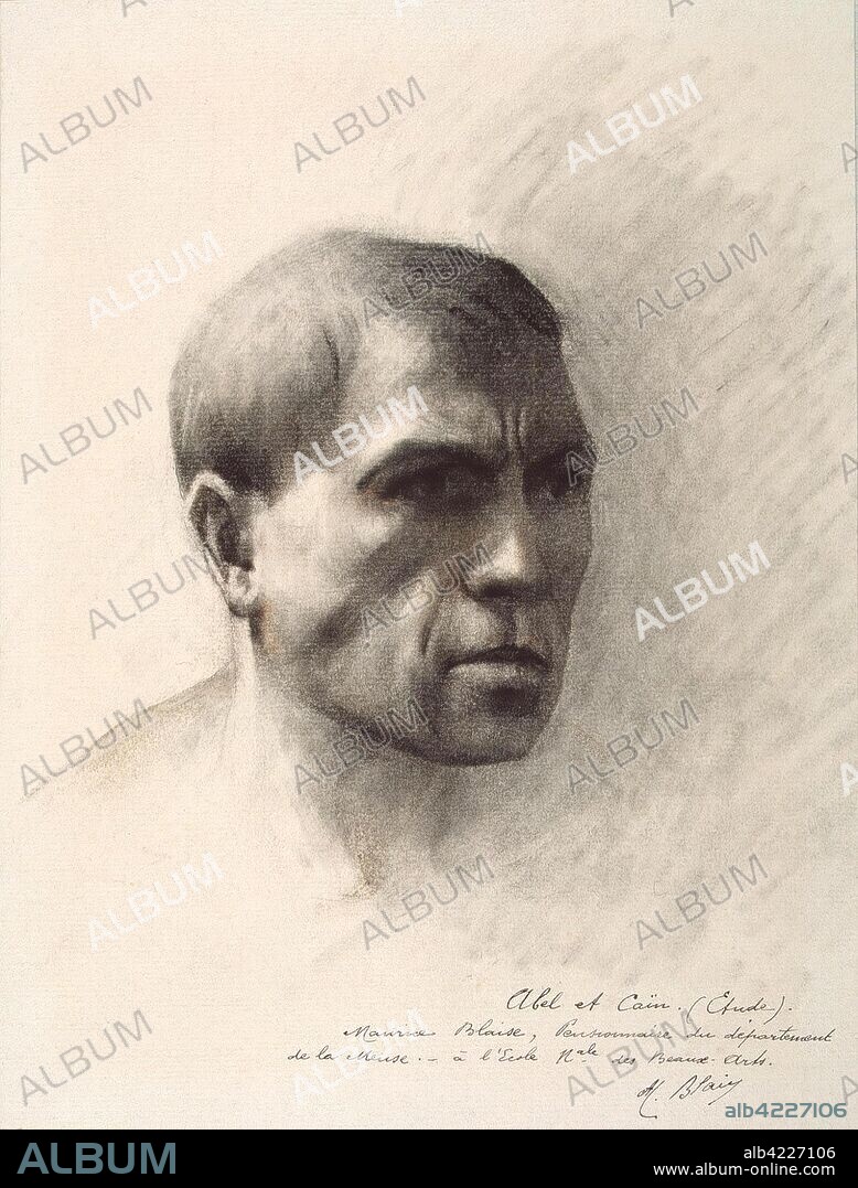 MAURICE BLAISE. 'Study of a Man's Head'. Album "The Golden Book of Lorraine". France, 1893 (?). Dimensions: 24x18 cm.