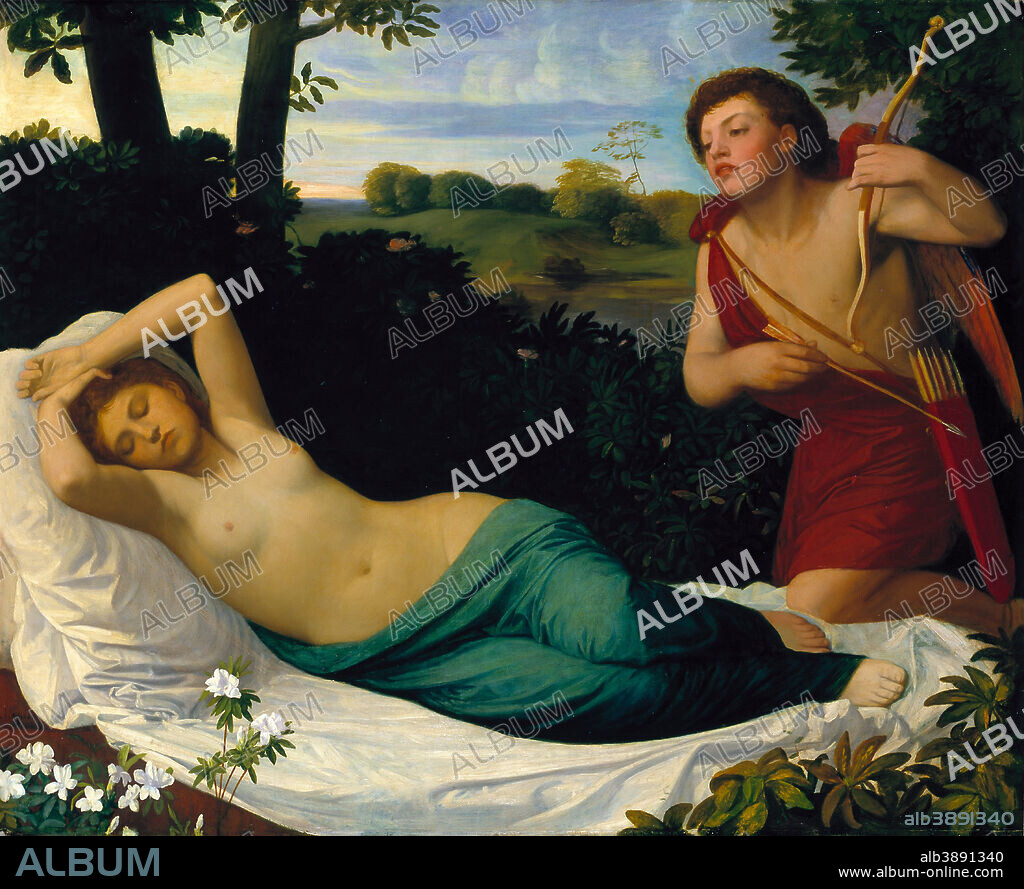 ALPHONSE LEGROS. Cupid and Psyche. Date/Period: Before 1867. Painting. Oil on canvas. Height: 116.8 cm (45.9 in); Width: 141.4 cm (55.6 in).