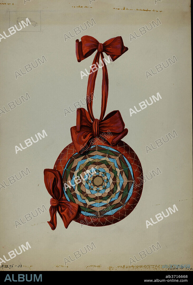 RUTH M. BARNES. Pincushion. Dated: c. 1937. Dimensions: overall: 35.7 x 25.3 cm (14 1/16 x 9 15/16 in.). Medium: watercolor, graphite, and gouache on paper.
