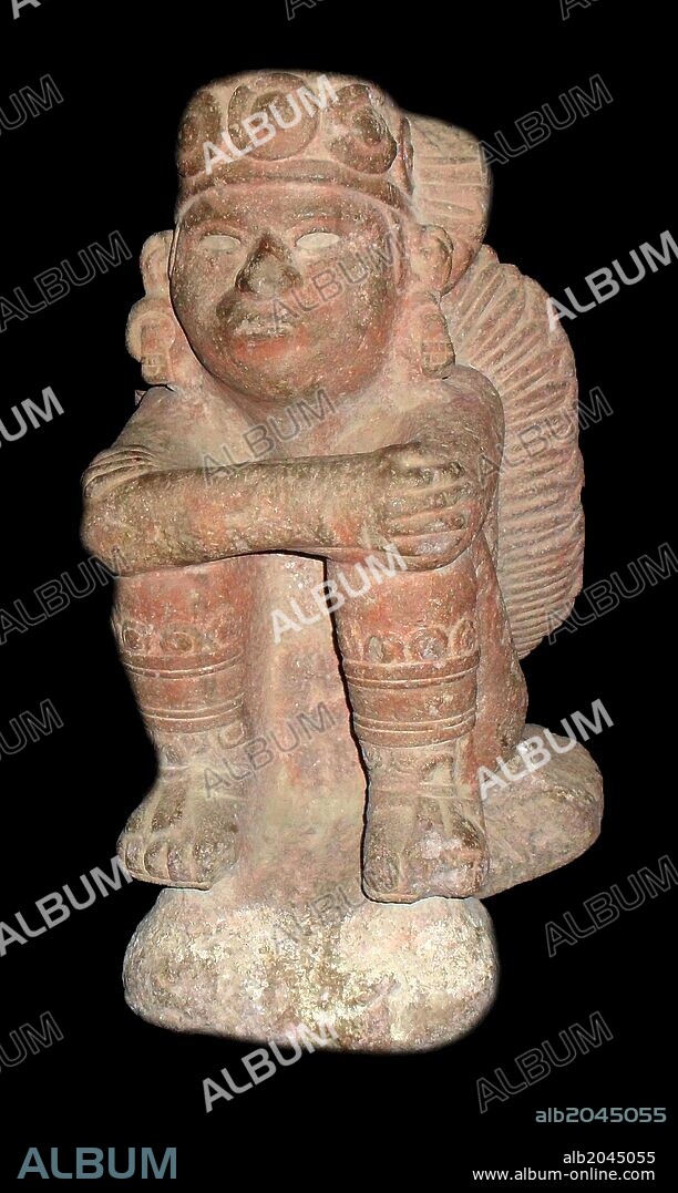 Tonatiuh The Sun God. Aztec (left), with the Water Goddess, Chalchiuhtlicue volcanic stone carved, circa 1350-1521 Mexico.