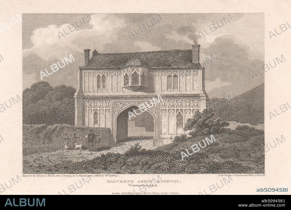 Malverne Abbey Gateway, Worcestershire, James Stewart, 17911863, British, And John Burnet, 17841868, British, after George Shepherd, active 17821830, And after Mrs. M. A. Lathbury, active 18th century, 1808.