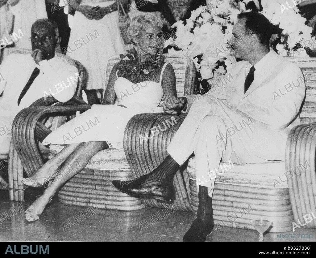 Martine Carol and Mike Eland, Hotel Ibo Lele, Port Au Prince, Haiti, 1959.