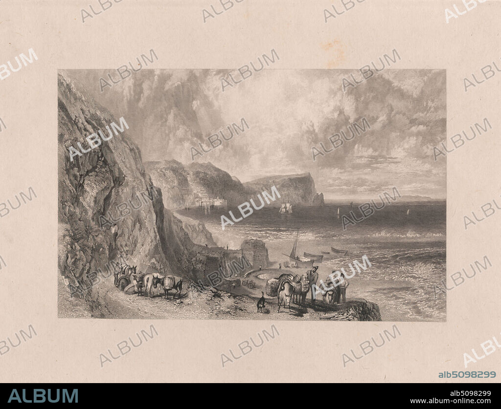St. Mawes, Cornwall, Print made by James C. Allen, active 18211831, British, after Joseph Mallord William Turner, 17751851, British, 1814 to 1826, Etching; open etching on medium, slightly textured, cream wove paper with chine-collé, Sheet: 10 3/4 × 15 1/2 inches (27.3 × 39.4 cm), Plate: 9 × 12 inches (22.9 × 30.5 cm), and Image: 5 3/4 × 8 5/8 inches (14.6 × 21.9 cm).