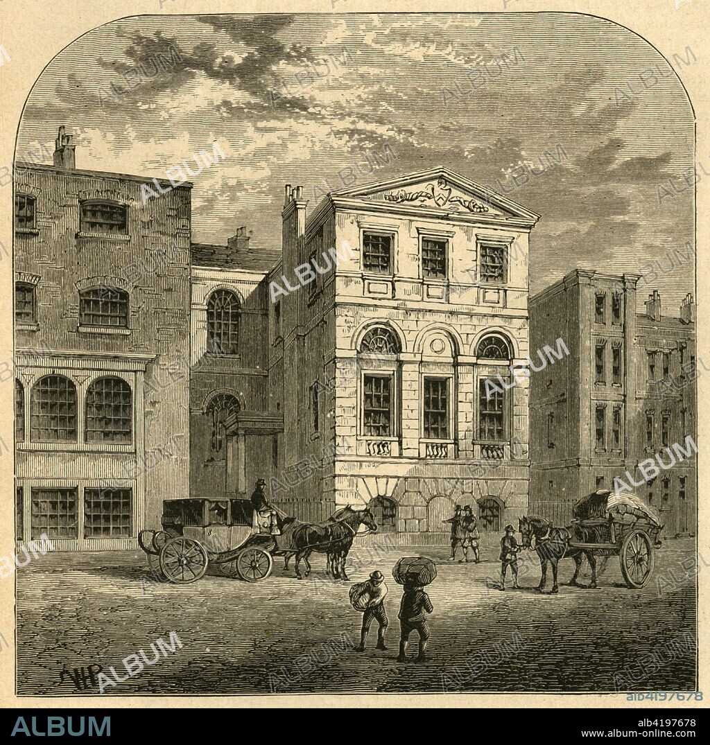 'Cordwainers' Hall', 1897. Cordwainers' Hall in Distaff Lane, City of London, home of the Worshipful Company of Cordwainers. The building seen here, the fourth on the site, was opened in 1790. From Old and New London, Volume I, by Walter Thornbury. [Cassell and Company, Limited, London, Paris & Melbourne, 1897].