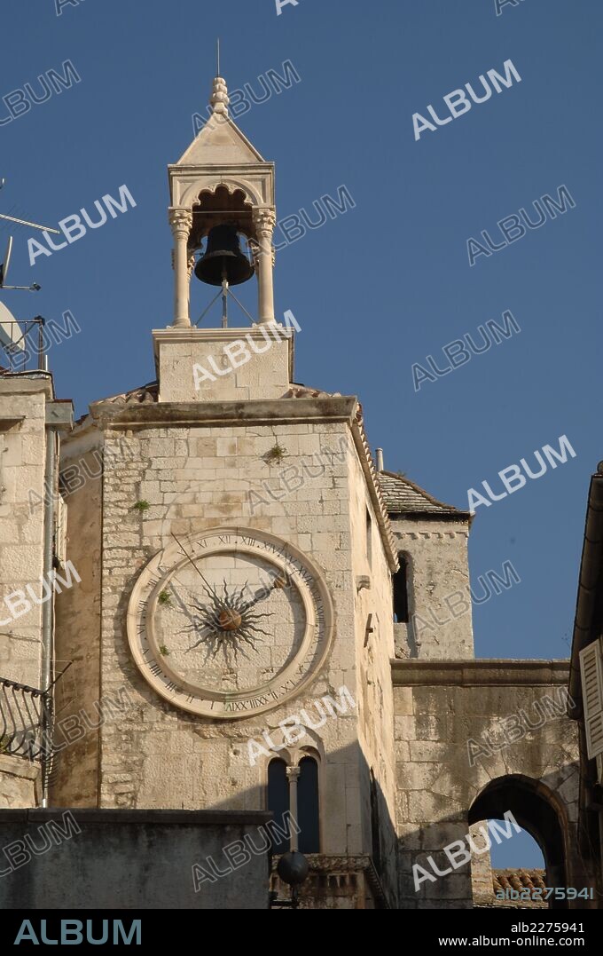 Clock Tower, Gothic bell tower, historic centre of Split (Split) (Unesco World Heritage List, 1979), Dalmatia, Croatia.