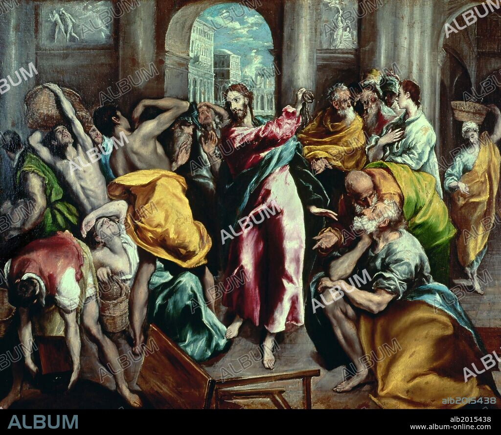 El Greco / 'La expulsión de los mercaderes', c. 1600, Óleo sobre lienzo, 106 × 130 cm, NG1457.