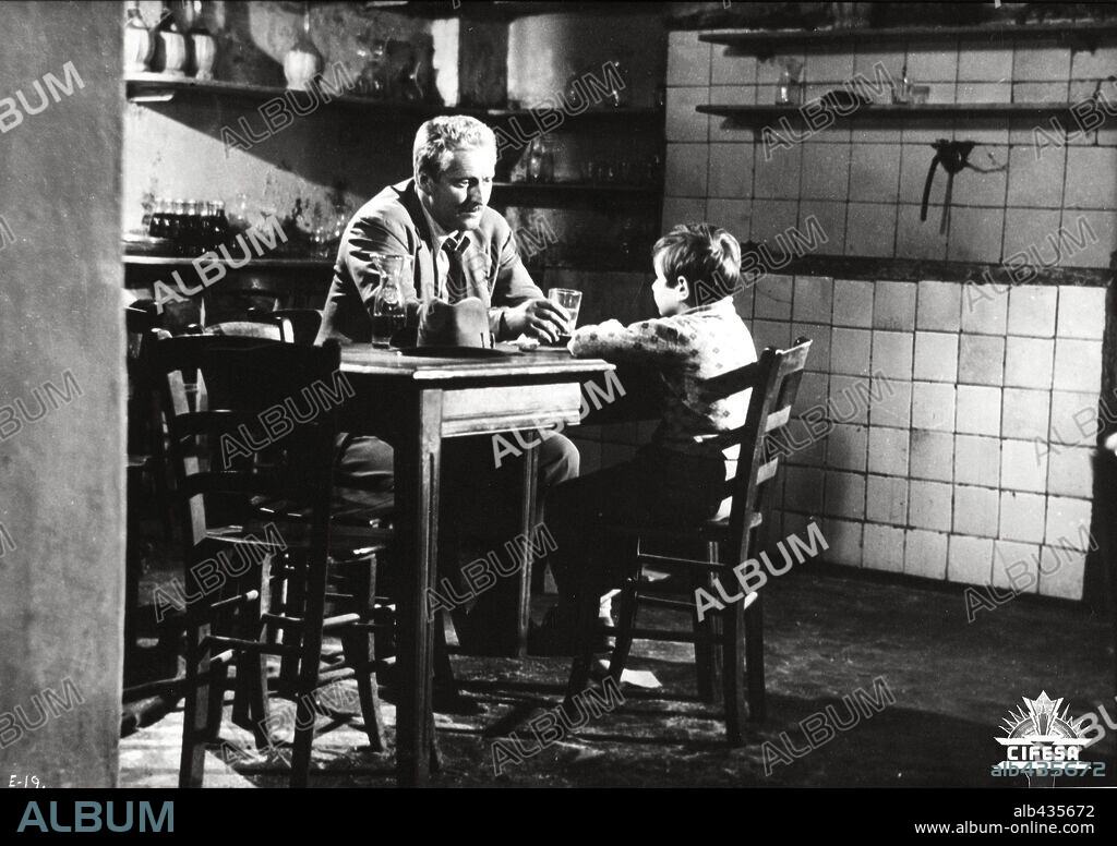 EDUARDO NEVOLA and PIETRO GERMI in THE RAILROAD MAN, 1956 (IL FERROVIERE), directed by PIETRO GERMI. Copyright DE LAURENTIIS/PONTI/ENIC.