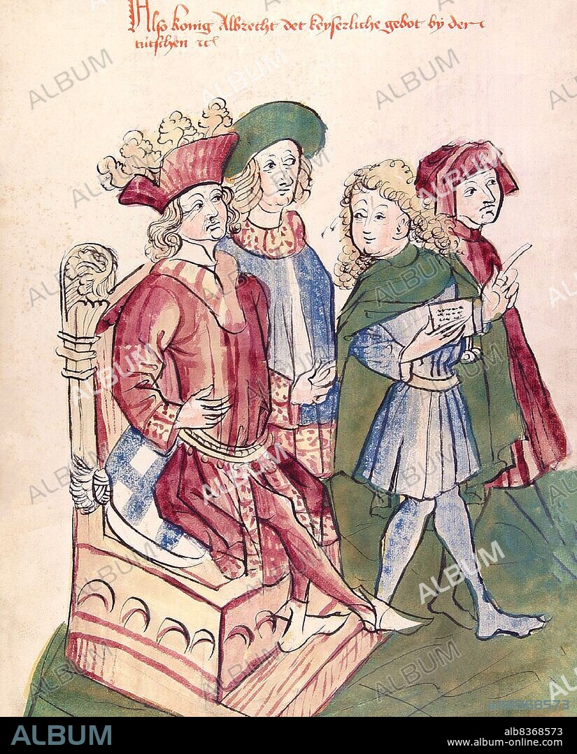 Albert I (1255-1308), also known as Albert of Habsburg, was the eldest son of King Rudolf I, and was made landgrave of Swabia in 1273, looking over his father's possessions in Alsace. He was then made Duke of Austria and Styria in 1283, alongside his younger brother Rudolf II. When his father died without managing to secure Albert's election as successor, he was forced to recognise the sovereignty of the elected King Adolf of Nassau.<br/><br/>. Albert did not abandon his hopes for the German crown however, biding his time and working with Adolf's enemies and former allies to eventually have him deposed in 1298, with Albert elected as king in his place. He fought and slew Adolf at the Battle of Gollheim when he refused to give up power.