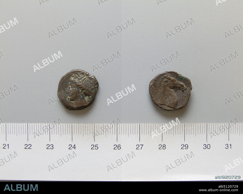 Mint: Carthage, Shekel from Carthage, 299201 B.C., Bronze, 5.93 g, 7:00, 18.8 mm, Made in Carthage, Zeugitana, Punic, 3rd century B.C., Numismatics.