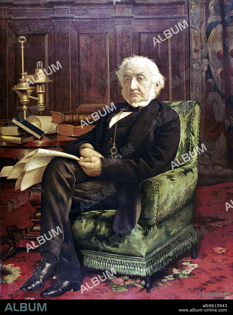 William Ewart Gladstone (1809-1898), British Liberal Statesman, c1890. William Gladstone was born in Liverpool and educated at Oxford from where in 1832 he embarked on his political career. Gladstone became Prime Minister in 1868, and then a further two times in 1880 and 1886. Whilst in power Gladstone bought in major reforms to Ireland and established a system of national education in England. He is seen here as an old man, seated in his study.