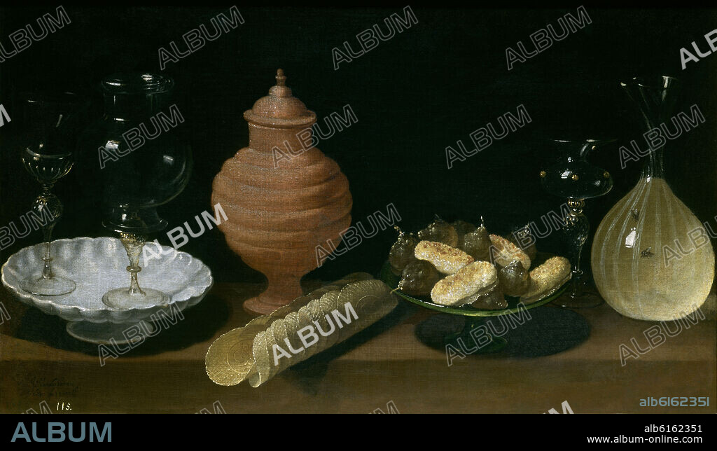 JUAN VAN DER HAMEN (1596-1631). BODEGON CON DULCES Y RECIPIENTES DE CRISTAL - 1622 - OLEO/LIENZO - 52 x 88 cm - NP 1164 - BARROCO ESPAÑOL.