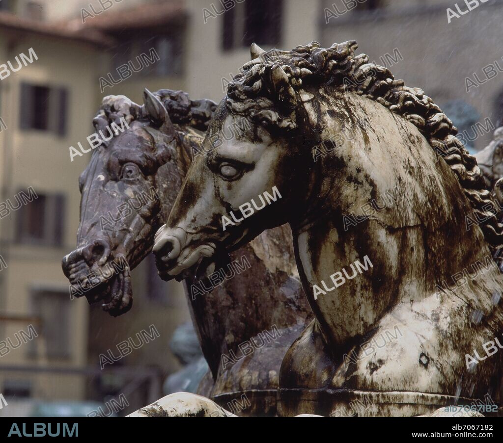 BARTOLOMEO AMMANNATI (1511-1592). CABALLOS MARINOS - DETALLE DE LA FUENTE DE NEPTUNO - 1575 - MANIERISMO ITALIANO.