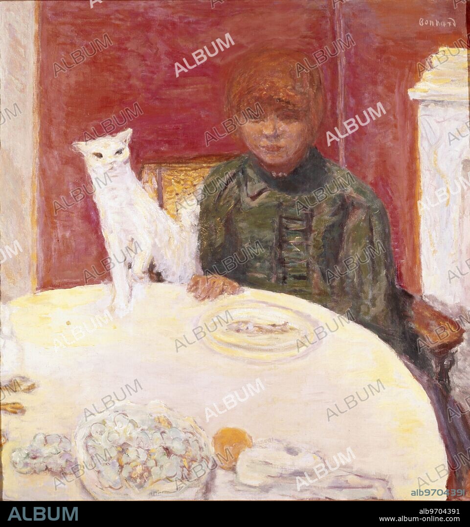 Woman with a Cat. By Pierre Bonnard. Gallery of Modern Art, Paris. French Nabi Painter, 1867-1947. Pierre Bonnard (October 3, 1867- January 23, 1947) was a French painter and printmaker.. ©2006 TopFoto.
