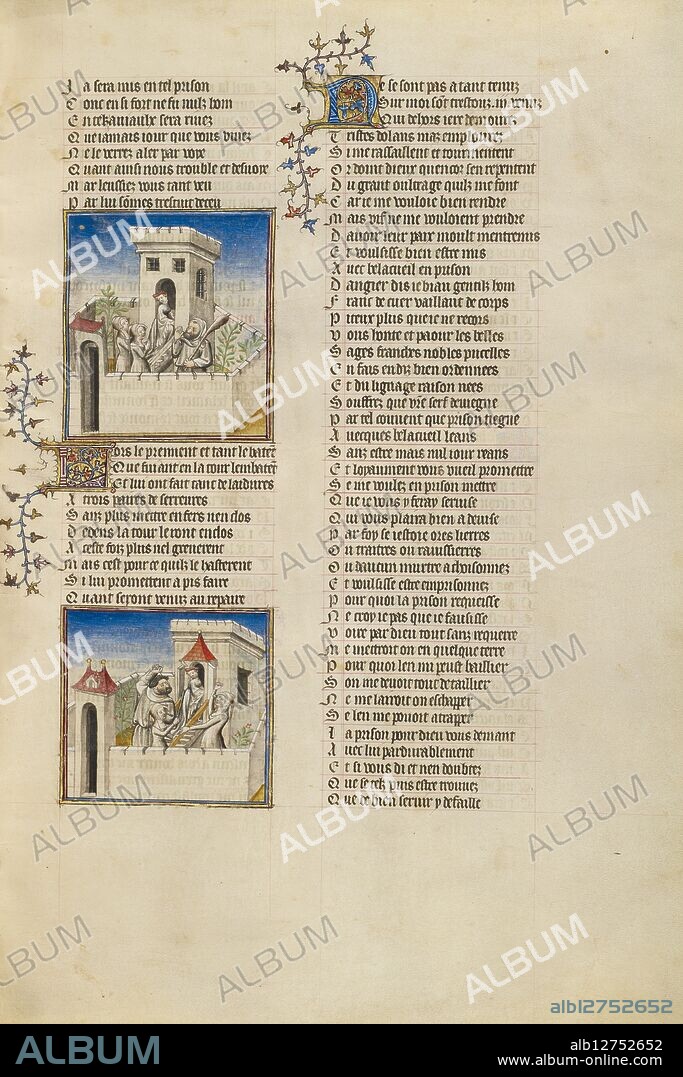 The Personifications of Shame and Anxiety Speaking to Resistance: The Personifications of Shame, Anxiety, and Resistance Quarreling; Roman de la Rose, about 1405.  Additional info: The Romance of the Rose tells the story of a lover who dreams of a beautiful rose kept captive in a castle. The rose represents the object of romantic love; allegorical characters in the story, either help or hamper the lover's attempts to win the rose. The romance was enormously popular in the Middle Ages, and nearly three hundred manuscripts devoted to the tale survive. Two authors wrote the Romance of the Rose in French (Roman de la Rose): Guillaume de Lorris began writing it around 1237 but never finished it. Forty years later, around 1277, Jean de Meun completed the tale. One of the most extensively illustrated copies of the romance, this manuscript contains 101 miniatures in 256 pages. A workshop of Parisian illuminators, whose patrons included prominent noblemen of the French court, illuminated the book around 1405. The International Style miniatures, done in semi-grisaille, feature slender figures dressed in fashionable clothing of the day. The characters appear as courtiers in a princely retinue, richly conveying the atmosphere of courtly ceremony that suffuses the text.