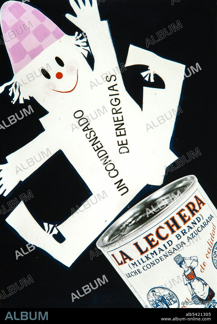 Cartel publicitario de Josep Pla-Narbona, 'LA LECHERA. Un condensado de energía', 1961. Colección privada.
