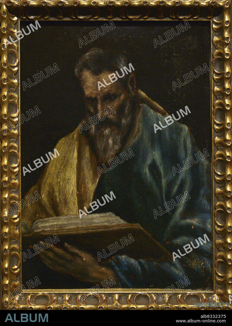 EL GRECO (1541-1614) AND WORKSHIP. SPANISH PAINTER BORN IN CRETE.. El Greco (Doménikos Theotokópoulos) (1541-1614). Spanish painter born in Crete. Saint Simon. Portrait by el Greco and workship. Oil on canvas, ca. 1600-1614. El Greco Museum. Toledo, Spain. Loan from private collection.