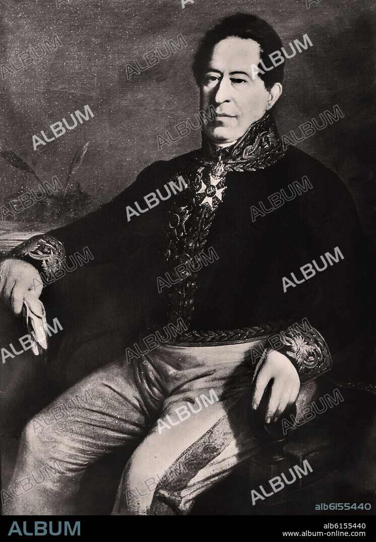 ANTONIO MARIA ESQUIVEL. RETRATO DE JUAN ALVAREZ MENDIZABAL - S XIX.