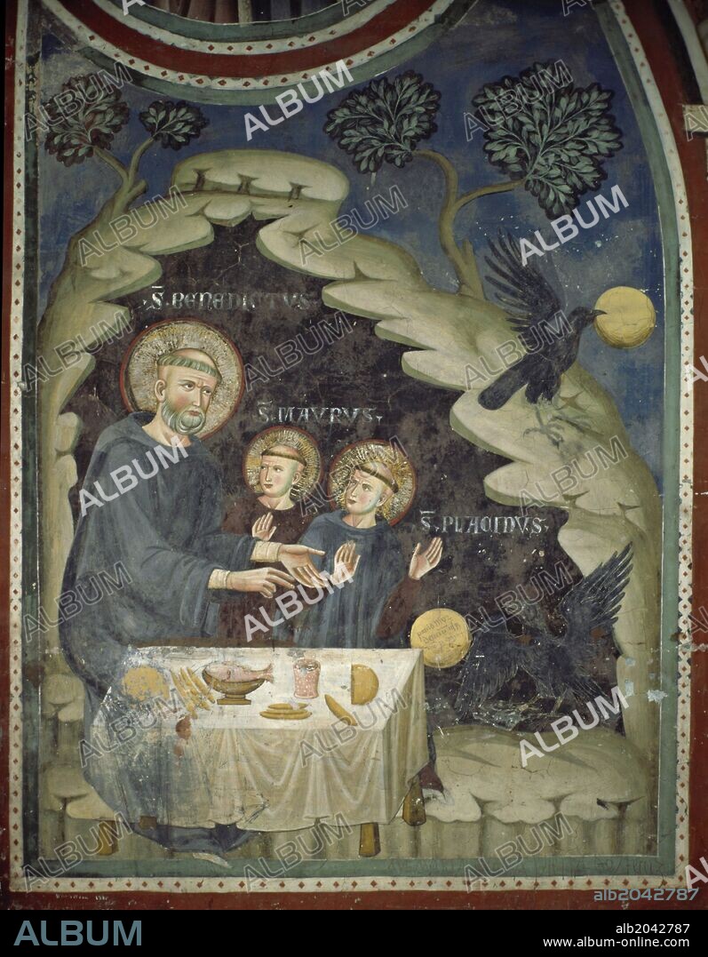 Miracle of Saint Benedict with Saint Mauro and Placidus, fresco, 13th century.