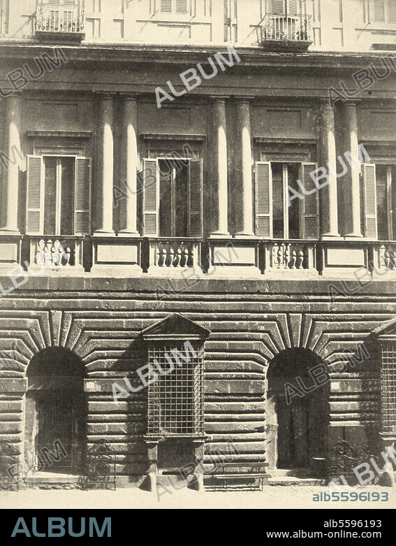 Rome (Italy), Palazzo Vidoni, gia Caffarelli. (Facade 1515 after a drawing by Raphael). Partial view of the facade. Photography, c. 1890. Berlin, Sammlung Archiv für Kunst und Geschichte.