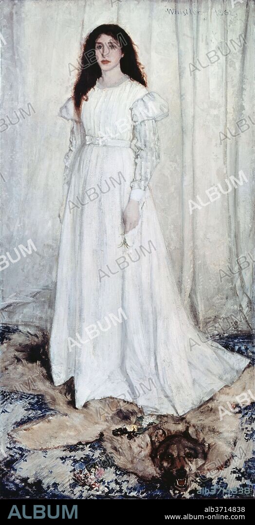JAMES ABBOTT MCNEILL WHISTLER. Symphony in White, No. 1: The White Girl. Dated: 1862. Dimensions: overall: 213 x 107.9 cm (83 7/8 x 42 1/2 in.)  framed: 244.2 x 136.5 x 8.3 cm (96 1/8 x 53 3/4 x 3 1/4 in.). Medium: oil on canvas.