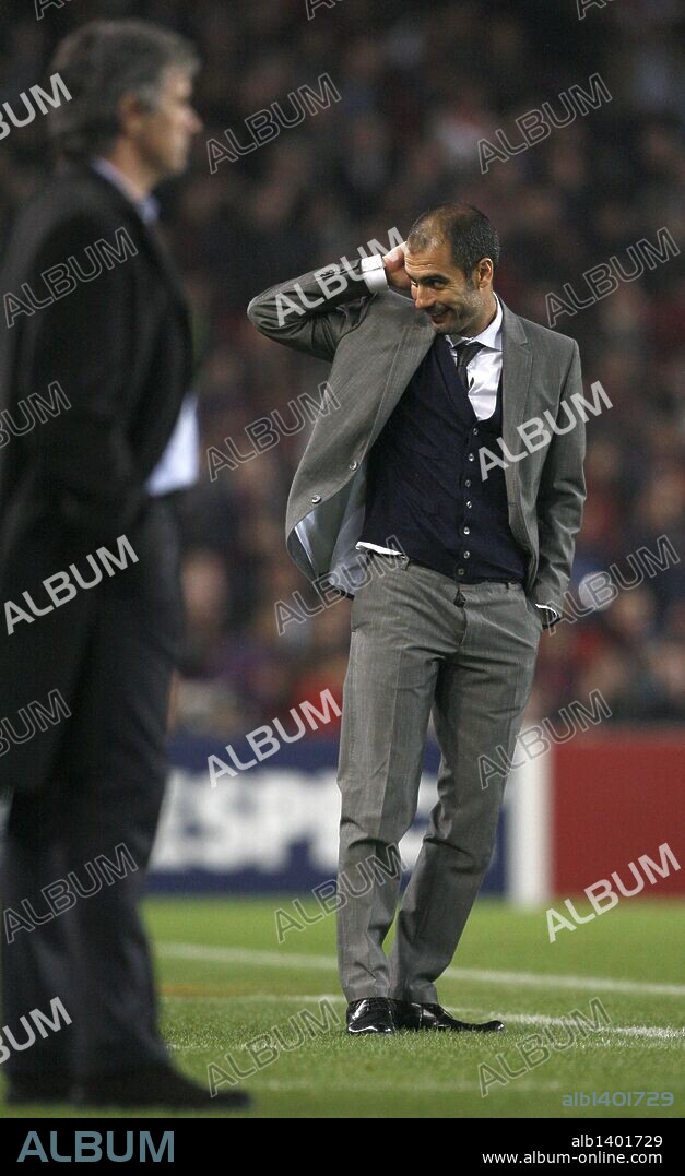 PEP GUARDIOLA y JOSE MOURINHO. Nov. 24, 2009 - England, England, Spain - Football - FC Barcelona v Inter Milan UEFA Champions League Group Stage Matchday Five Group F - The Nou Camp, Barcelona, Spain - 24/11/09..Barcelona manager Josep Guardiola. (Credit Image: © Action Images/ZUMApress.com). 24/11/2009