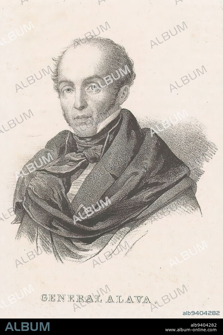 Portrait of Miguel Ricardo de Álava, Portrait of Miguel Ricardo de Álava. In the lower margin his name and title., print maker: Antoine Maurin, (possibly), after design by: Pingret, (possibly), 1835, paper, height 155 mm × width 109 mm.