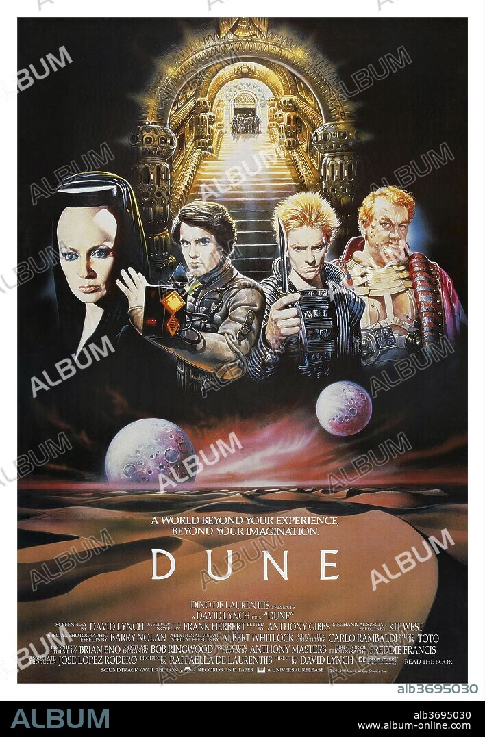 Poster of DUNE, 1984, directed by DAVID LYNCH. Copyright UNIVERSAL PICTURES.