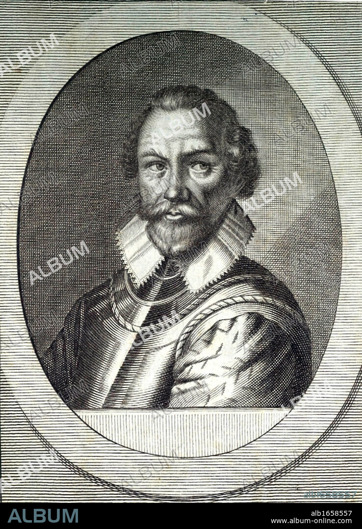 Martin Frobisher (1535-1594) English explorer and navigator.  In 1576 led an expedition in search of the Northwest Passage. Engraving by Michiel van der Gucht (1660-1725) for Clarendon's History.