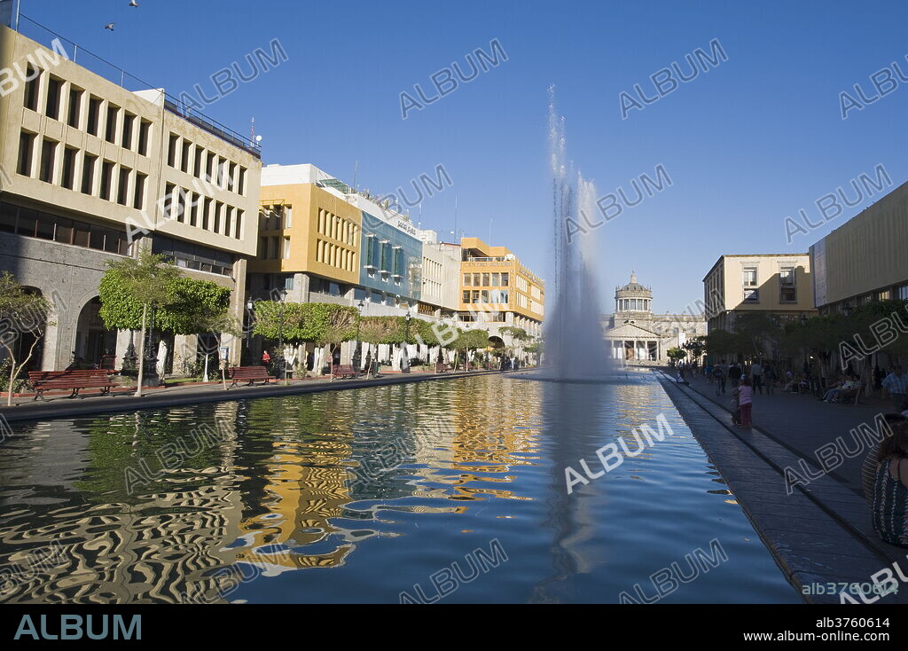 Water fountain at Instituto Cultural de Cabanas, UNESCO World Heritage Site, Guadalajara, Mexico, North America.
