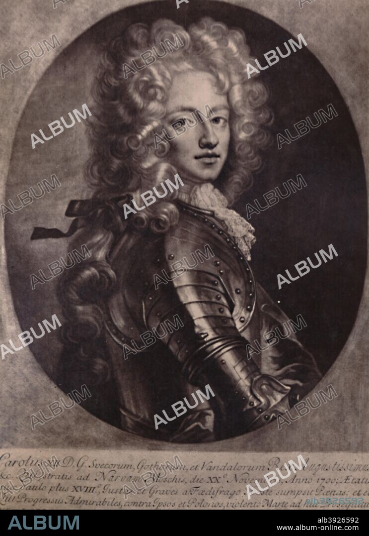 Charles XII, King of Sweden (1682-1718), c1700 (1894). From A Collection of Engraved Portraits (Further Selection) Exhibited by the Late James Anderson Rose, at the Opening of the New Library and Museum of the Corporation of London, November 1872, Vol. I. [Marcus Ward & Co, Limited, London, 1894].