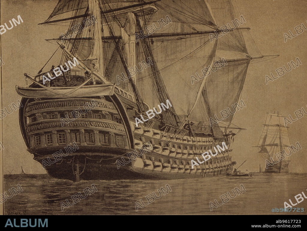 The ship Santa Ana, the Spanish boat fleet at the Battle of Trafalgar (21 - 10-1805), under command of General D. Ignacio María de Álava.