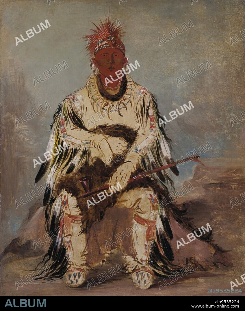 GEORGE CATLIN. No-wáy-ke-súg-gah, He Who Strikes Two at Once, a Brave. oil on canvas. Date: 1832.