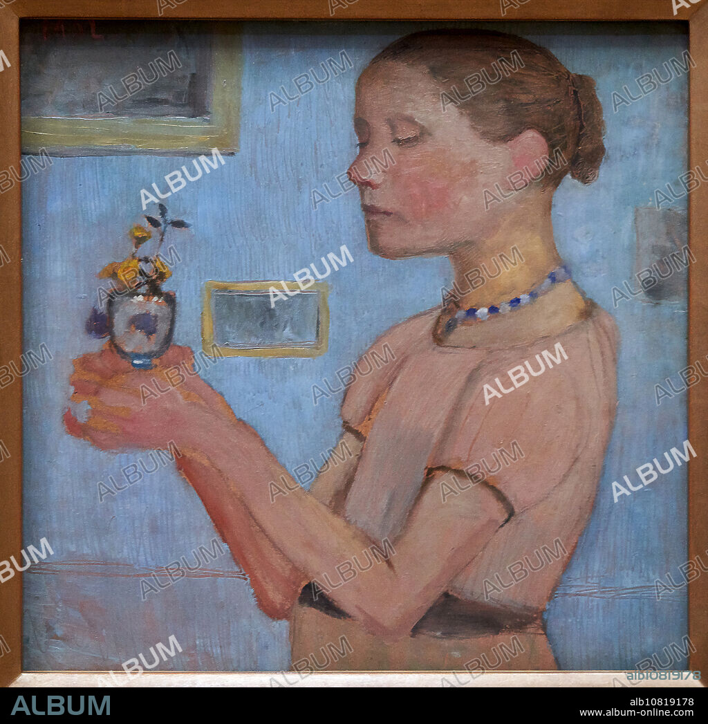"Young girl with yellow flowers in the glass", 1902, Paula Modersohn-Becker (1876-1907), Guggenheim Bilbao Museum, Bilbao, Basque Country, Spain, Europe.