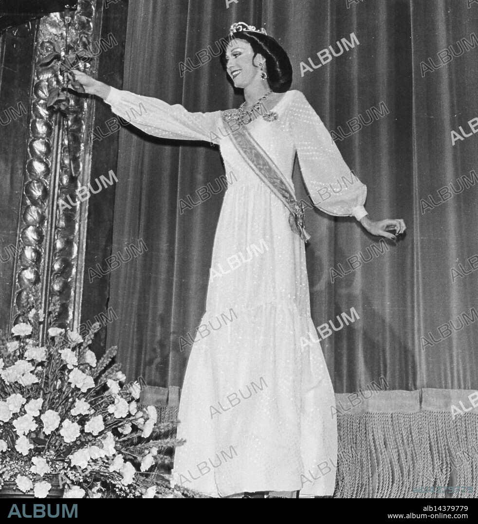 Christer Lindarw. (b. 1953). Swedish clothing designer and Sweden's most famous drag show artist, leader of the drag show group After Dark. Here as Queen Silvia in 1977. Sjöberg / TT / kod 2900.