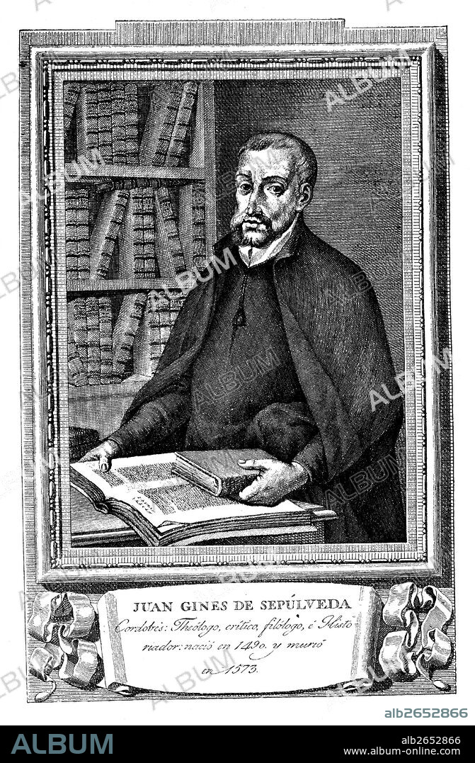 Juan Ginés de Sepúlveda (Córdoba, 1490-1573), teólogo, crítico, filólogo e historiador español. Grabado de 1894.