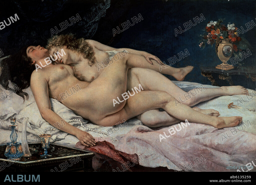 GUSTAVE COURBET. French school. Sleep. Le Sommeil. 1866. Oil on canvas (135 x 200 cm). Paris, musée du Petit Palais.
