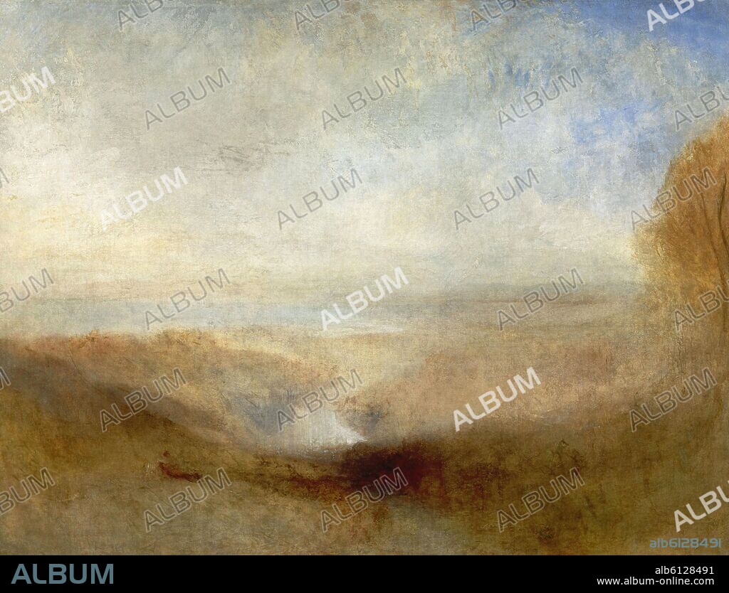 JOSEPH MALLORD WILLIAM TURNER (1775-1851). PAISAJE CON RIO Y BAHIA A LO LEJOS - 1835 - O/L - 123x93 CM.