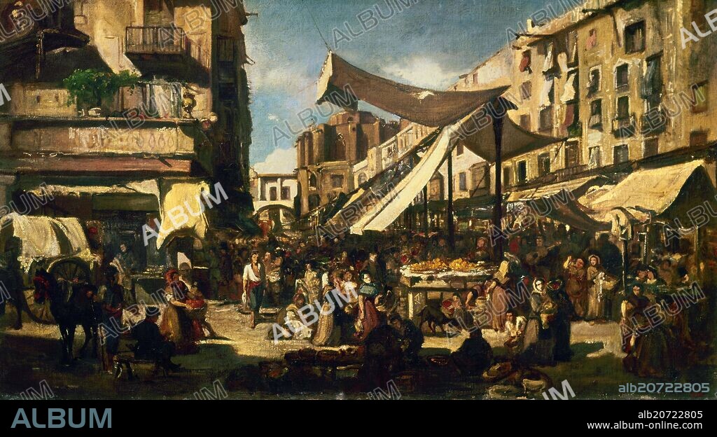 RAMON MARTI ALSINA (1820-94). THE BORNET (SQUARE / MARKET). 19TH CENTURY.