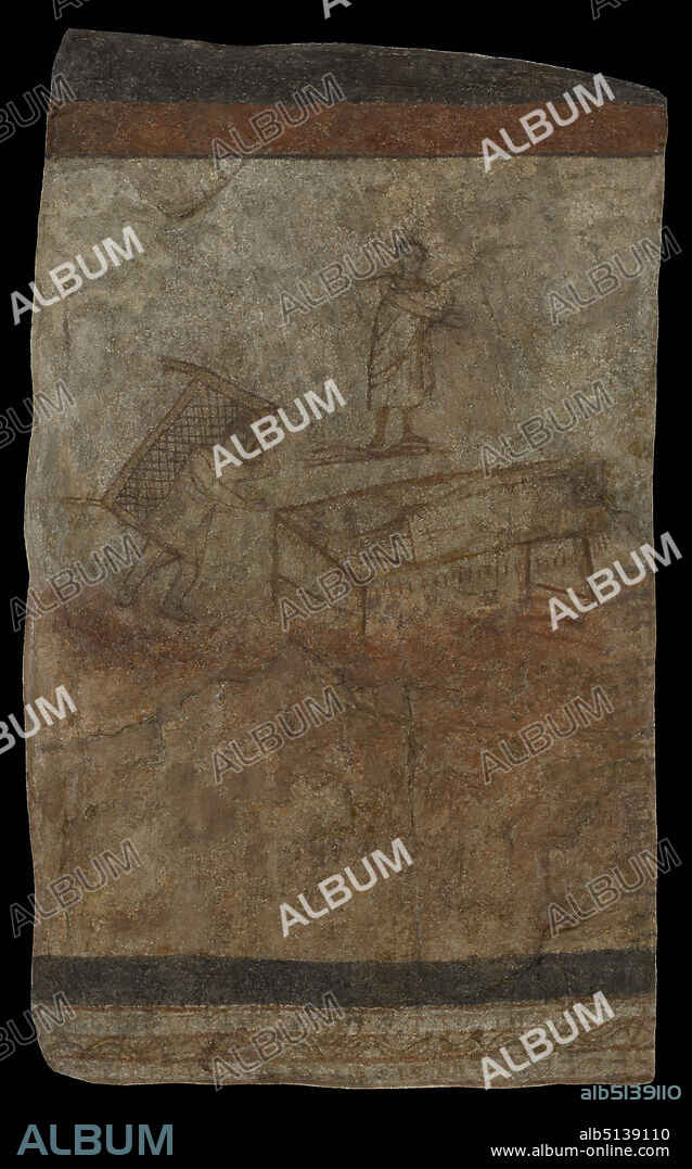 Baptistery wall painting: Christ Healing the Paralytic, ca. A.D. 232, Paint on plaster, 145 × 88 cm (57 1/16 × 34 5/8 in.), Yale-French Excavations at Dura-Europos, Excavated in Dura-Europos, Syria, Syrian, Dura-Europos, Roman (3rd century A.D.), Paintings.