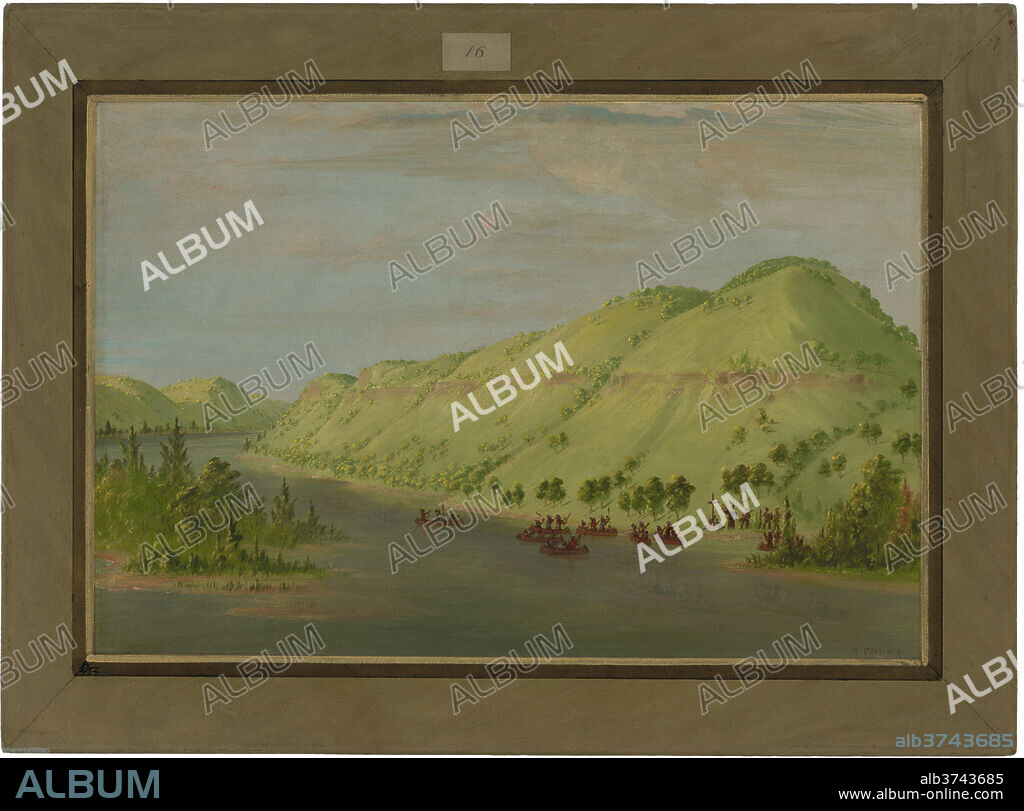 GEORGE CATLIN. Father Hennepin Leaving the Mississippi to Join La Salle.  May 8, 1680. Dated: 1847/1848. Dimensions: overall: 37.8 x 56.4 cm (14 7/8 x 22 3/16 in.). Medium: oil on canvas.