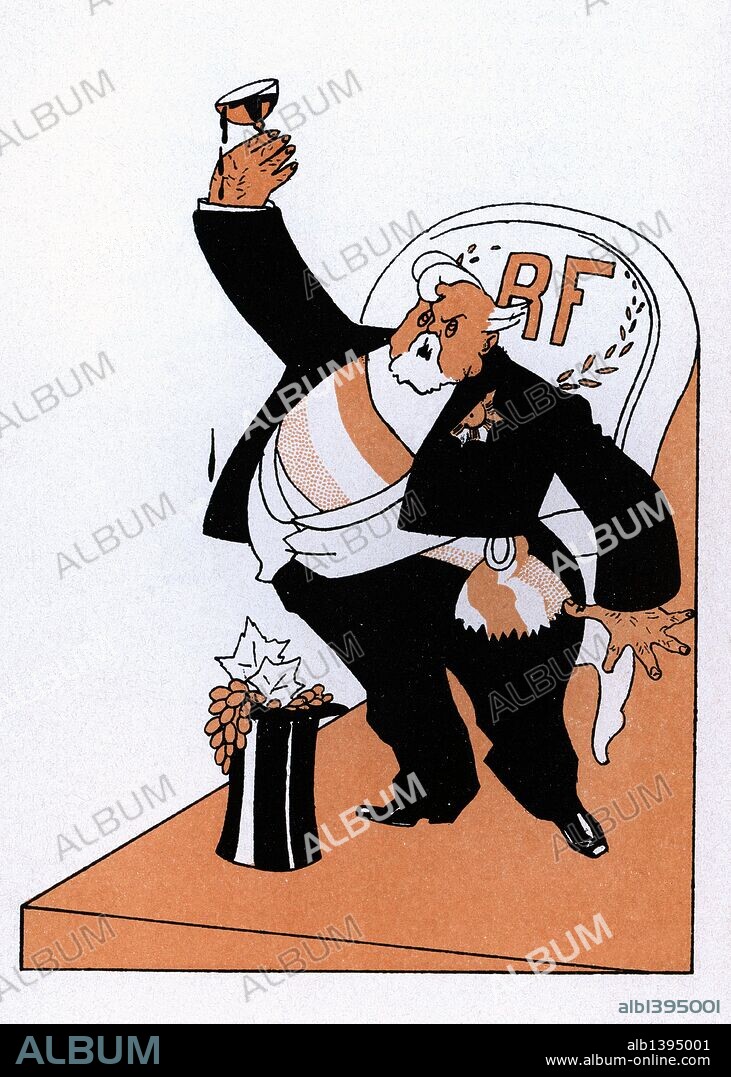 ROMÁN BONET SINTES "BON". Caricatura de Clément Armand Fallières (1841-1931) político francés, presidente de Francia de 1906 a 1913. Año 1911.
