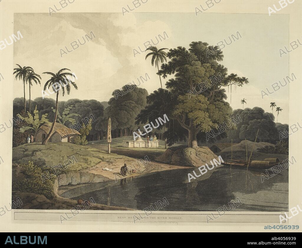 THOMAS DANIELL. Near Bandell on the River Hoogly. Oriental Scenery.] Twenty Four Landscapes, Views in Hindoostan; drawn and engraved by Thomas and William Daniell. (The fourth series.) [With descriptive letterpress.]. 2 vol. Thos Daniell: London, 1807 [1804-07]. Source: Tab.599.a,b.(4) plate VIII. Language: English.