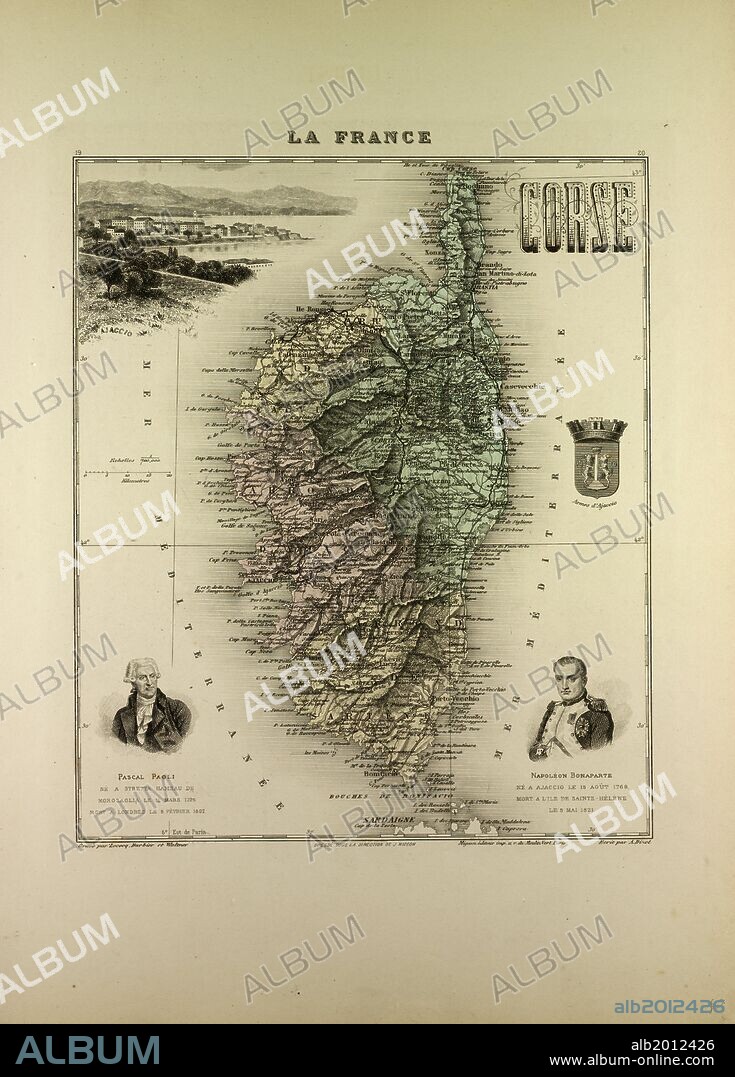 MAP OF CORSE (CORSICA), 1896, FRANCE.